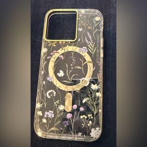 Elizabeth James Clear Floral MagSafe Case with Gold Ring